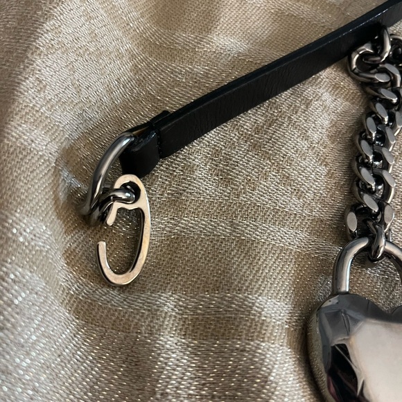 St. John Black Leather & Silver Chain Belt - 34” - Picture 5 of 6